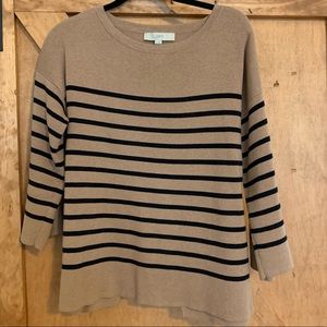 Black and Camel Striped Sweater with Open Back